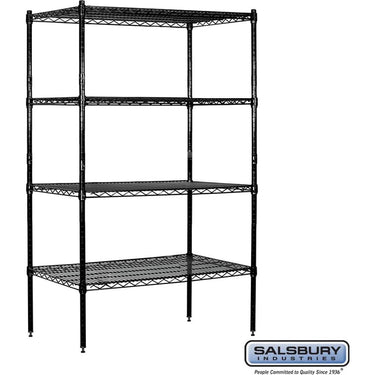 36-inch Wide Stationary Wire Shelving - 63-inch High - 18-inch Deep - Black by Salsbury – Default Title by Salsbury