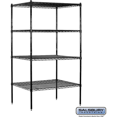 36-inch Wide Stationary Wire Shelving - 74-inch High - 24-inch Deep by Salsbury – Black by Salsbury