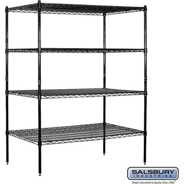 48-inch Wide Stationary Wire Shelving - 63-inch High - 24-inch Deep - Black by Salsbury – Default Title by Salsbury