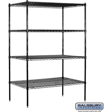 48-inch Wide Stationary Wire Shelving - 74-inch High - 24-inch Deep - Black by Salsbury – Default Title by Salsbury