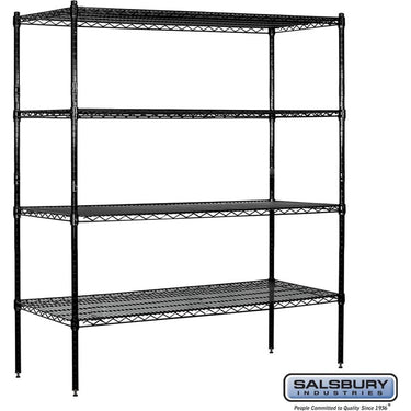 60-inch Wide Stationary Wire Shelving - 63-inch High - 18-inch Deep - Black by Salsbury – Default Title by Salsbury