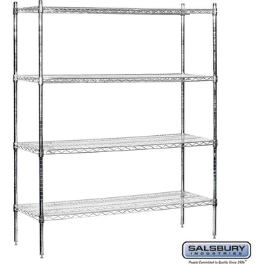 60-inch Wide Stationary Wire Shelving - 74-inch High - 18-inch Deep - Chrome by Salsbury – Default Title by Salsbury