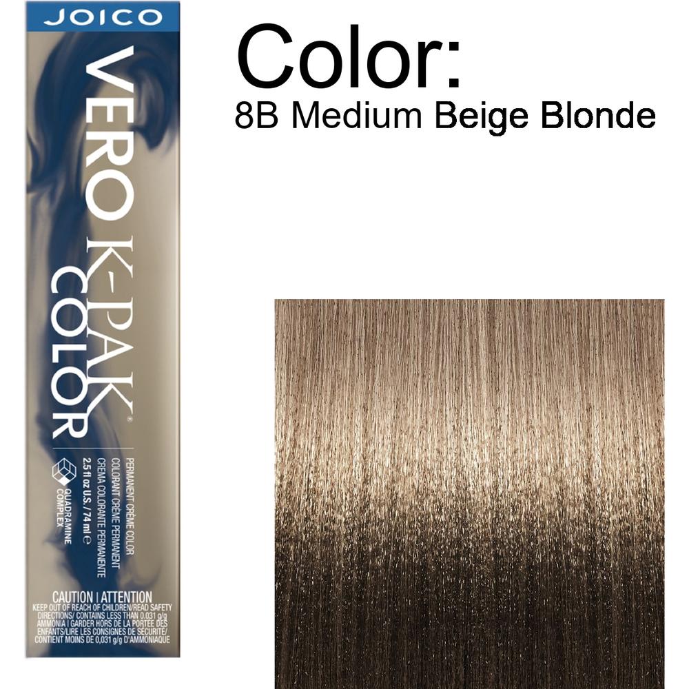 Joico Vero K-PAK Permanent Creme Color - 8B Medium Beige Blonde
