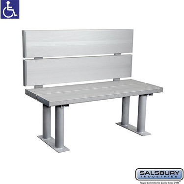 Aluminum ADA Locker Bench with back support - 42-inch Wide by Salsbury – Silver by Salsbury