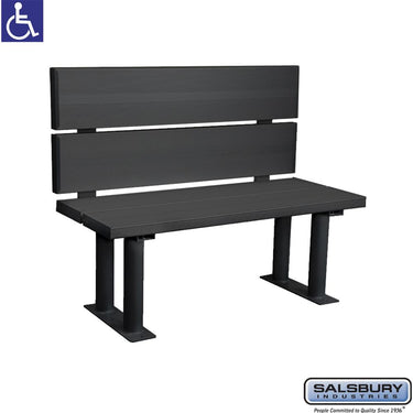 Aluminum ADA Locker Bench with back support - 42-inch Wide by Salsbury – Black by Salsbury