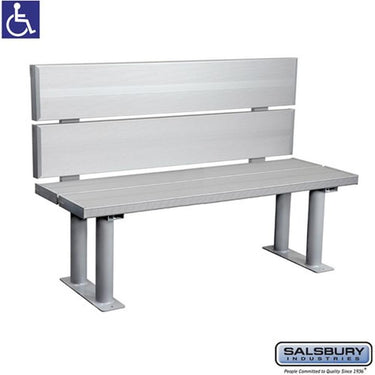 Aluminum ADA Locker Bench with back support - 48-inch Wide by Salsbury – Silver by Salsbury