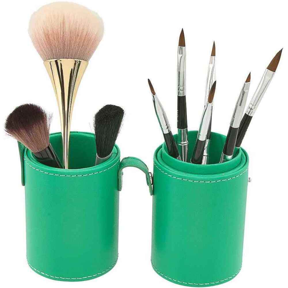 Deluxe Leather Cosmetic / Nail Brush Holder - Green - Each – Pure Spa Direct