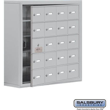 Surface Mounted Cell Phone Storage Locker with 20 A Doors (19 usable) in Aluminum - Keyed Locks by Salsbury – Aluminum – Keyed Locks by Salsbury