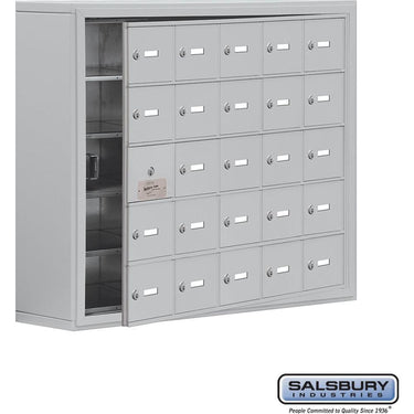 Surface Mounted Cell Phone Storage Locker with 25 A Doors (24 usable) in Aluminum - Keyed Locks by Salsbury – Aluminum – Keyed Locks by Salsbury