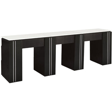 Tempo NM906T Triple Manicure Table with White Quartz Top / Available in Black, White or Gray by Whale Spa