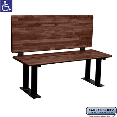 Wood ADA Locker Bench with back support - 48-inch Wide by Salsbury – Dark Finish by Salsbury