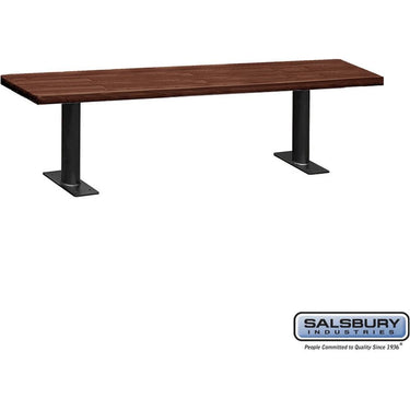 Wood Locker Bench - 72-inch - 14-inch Deep by Salsbury – Dark Finish – Bolt Mounted by Salsbury
