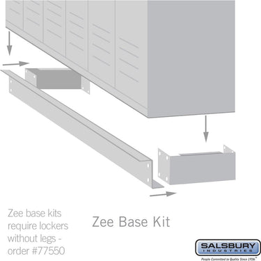 Zee Base Kit - 4-inch High, 6 Foot Length - for 12 Inch Deep Metal Lockers (Includes 6 Foot Front Base, 2 End Bases, Corner Splicer and 4 Rear Legs) by Salsbury – Blue by Salsbury