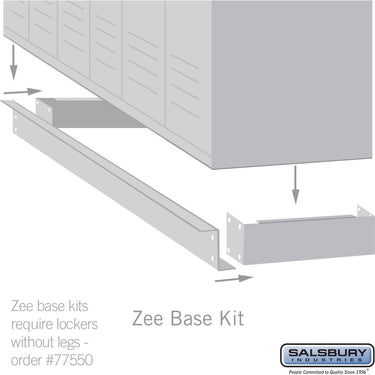 Zee Base Kit - 4-inch High, 6 Foot Length - for 18 Inch Deep Metal Lockers (Includes 6 Foot Front Base, 2 End Bases, Corner Splicer and 4 Rear Legs) by Salsbury – Blue by Salsbury