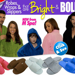 Bright, Bold and Colorful - New Spa Robes, Wraps, Slippers and More from M Spa