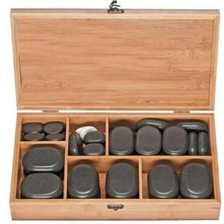 Hot Stone Set in Bamboo Storage Case