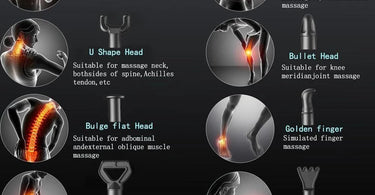 Professional Deep Tissue Percussion Massage Gun with 8 interchangeable heads and digital speed display