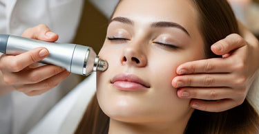 Close-up of diamond-tipped microdermabrasion wand in use during a facial treatment