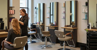 Ergonomic salon furniture enhancing client and stylist comfort