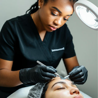 Dermaplaning treatment for skin renewal with tools and glowing skin results