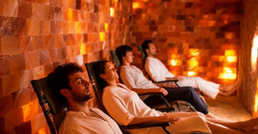 Halotherapy salt room with ambient lighting