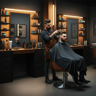 Men's grooming services offered in a hair salon