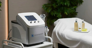 Professional microdermabrasion machine in a spa setting