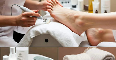 Professional pedicure treatment focusing on callus removal