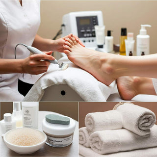 Professional pedicure treatment focusing on callus removal