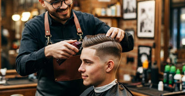 Barber working on a client to create a clean clipper fade
