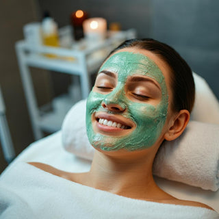 Alginate mask being applied during a professional spa treatment