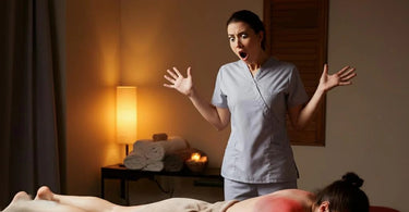 Massage therapist consulting with a client about contraindications