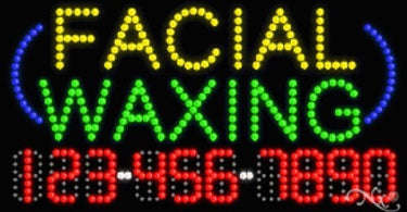 LED Sign for Facial Waxing at Pure Spa Direct