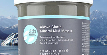 Alaska Glacial Mineral Mud Masque jar with refreshing lavender and peppermint for professional spa use