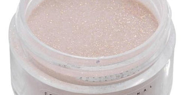 Artisan Color Acrylic Powder - Purple Sparkles 0.5 oz jar on a sleek salon counter, showcasing vibrant glittery texture ideal for professional nail art.