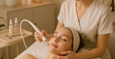 Professional microdermabrasion treatment being performed in a modern spa setting