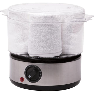 Barber Towel Steamer Set holding six terry cloth towels