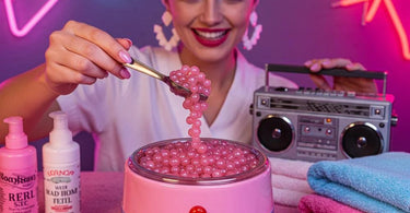 Professional bead wax application in a modern spa setting