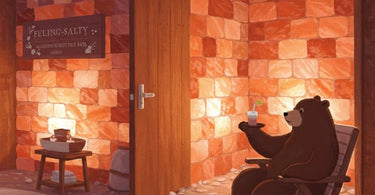 Luxurious salt cabin interior with Himalayan salt d&eacute;cor