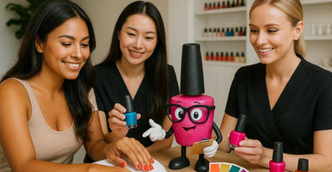 Trendy nail polish bottles showcasing the best colors for tan skin in 2025