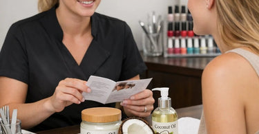 Coconut oil being applied to hair for professional salon treatment showing hydration and shine benefits