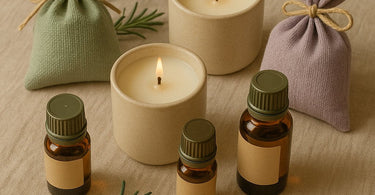 Assortment of small spa gift ideas and takeaways like sample bottles, compressed sponges, and sugar scrubs beautifully arranged