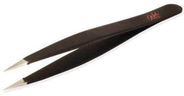 Black Stainless Steel Point Tweezer by Seki Edge - precision hair removal tool for estheticians