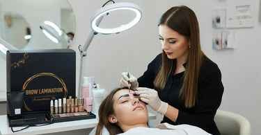 Professional performing brow lamination treatment