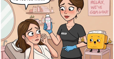 Spa professional comforting a first-time waxing client in a serene treatment room