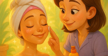 Woman with glowing summer skin enjoying a spa skincare treatment