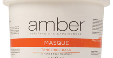 Professional 64 oz jar of Calming Hand and Foot Masque in Tangerine Basil scent by Amber Products, for spa and salon use.