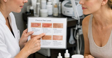 Chemical peel levels explained chart for estheticians showing superficial to deep depth settings for spa safety