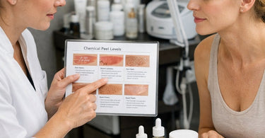 Chemical peel levels explained chart for estheticians showing superficial to deep depth settings for spa safety
