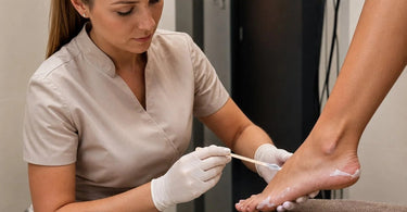 Barrier cream placement guide for spray tans showing key areas to protect for a flawless finish, featuring professional sunless tanning products from Pure Spa Direct.